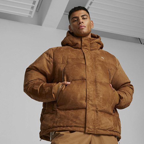 Куртка PUMA MMQ Faux Leather Down Jacket цвет коричневый арт