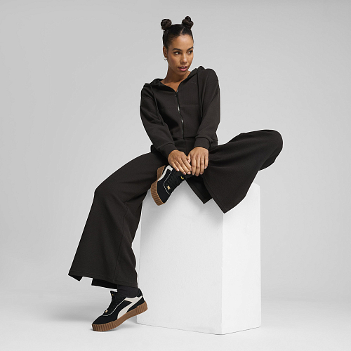 Женская толстовка PUMA HER Crop Full-Zip Hoodie цвет черный арт