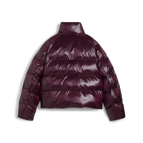 Burgundy shiny puffer jacket on sale